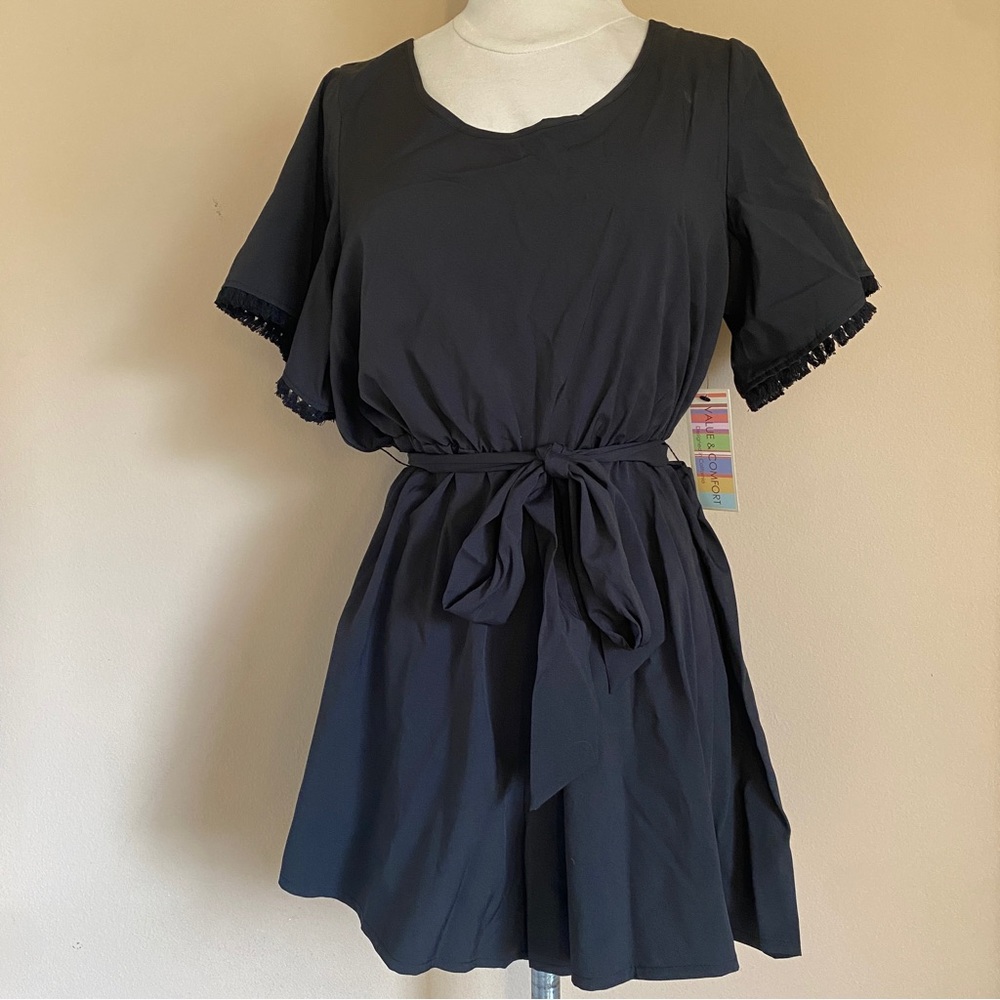 Young USA Women's Black Solid Casual Mini Dress Skort Boho